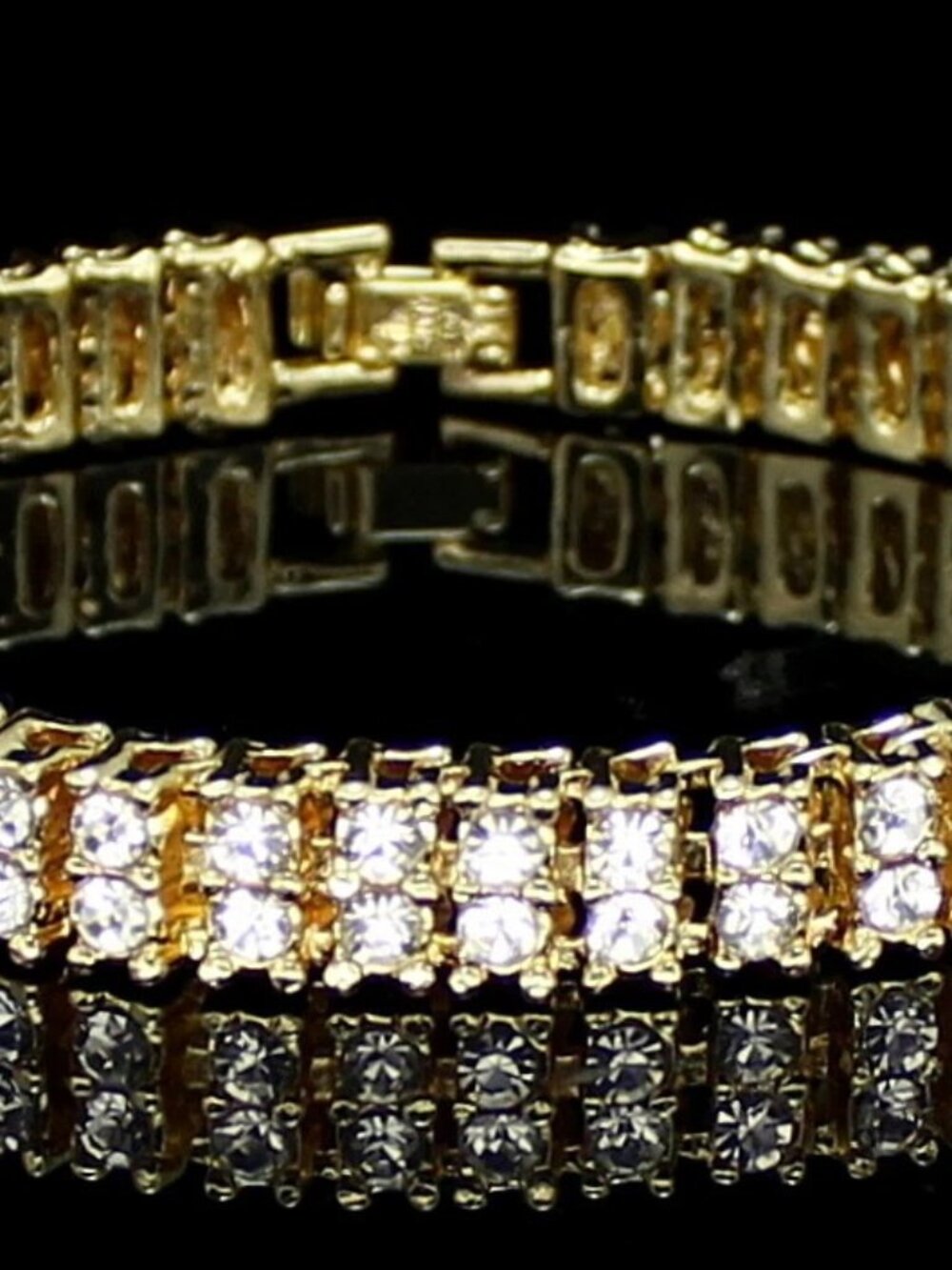 14K Plated Two-Row CZ Tennis Bracelet – 8 Inches